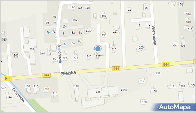 Jaworze, Bielska, 227, mapa Jaworze