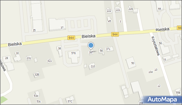 Jaworze, Bielska, 347, mapa Jaworze