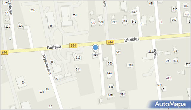Jaworze, Bielska, 549, mapa Jaworze