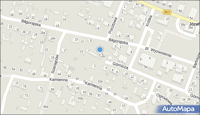 Józefów, Biłgorajska, 5A, mapa Józefów