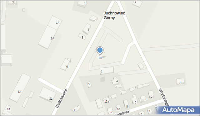 Juchnowiec Górny, Białostocka, 1A, mapa Juchnowiec Górny