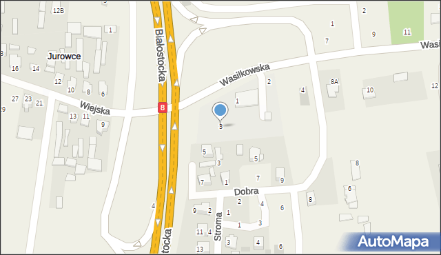 Jurowce, Białostocka, 3, mapa Jurowce