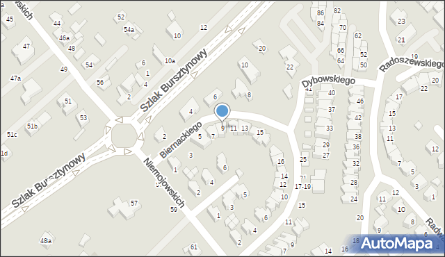 Kalisz, Biernackiego Cezarego, 9, mapa Kalisza