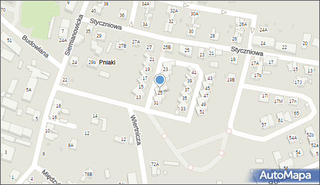 Katowice, Biniszkiewicza Józefa, 25, mapa Katowic