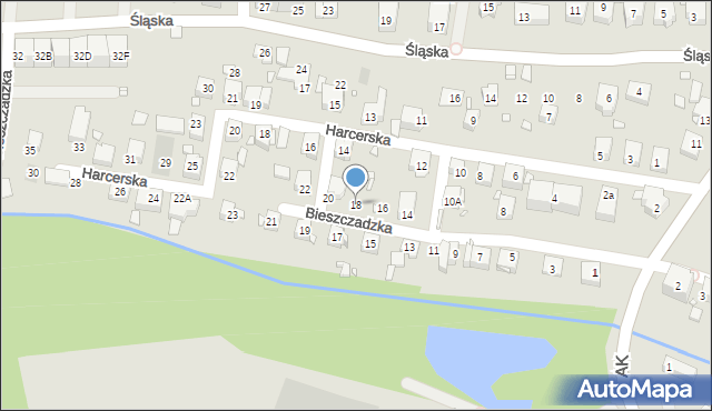 Katowice, Bieszczadzka, 18, mapa Katowic