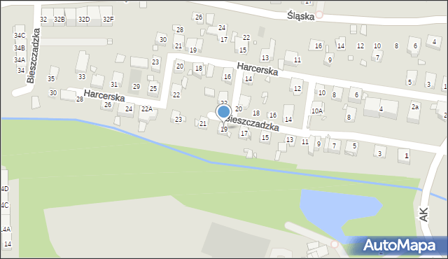 Katowice, Bieszczadzka, 19, mapa Katowic