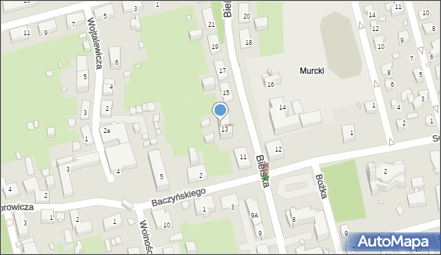 Katowice, Bielska, 13a, mapa Katowic