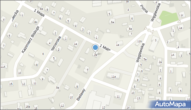 Kazimierz Biskupi, Bielawy, 2a, mapa Kazimierz Biskupi