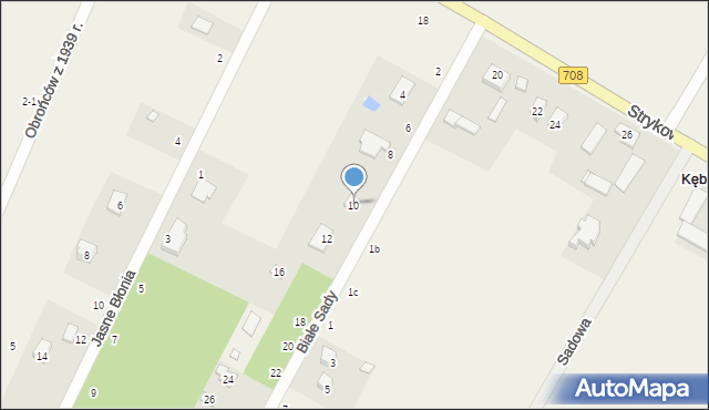 Kębliny, Białe Sady, 10, mapa Kębliny