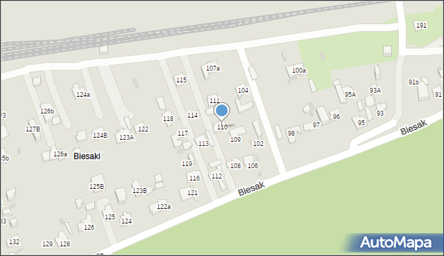 Kielce, Biesak, 110, mapa Kielc