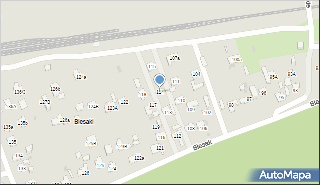 Kielce, Biesak, 114, mapa Kielc