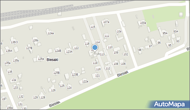 Kielce, Biesak, 117/3, mapa Kielc