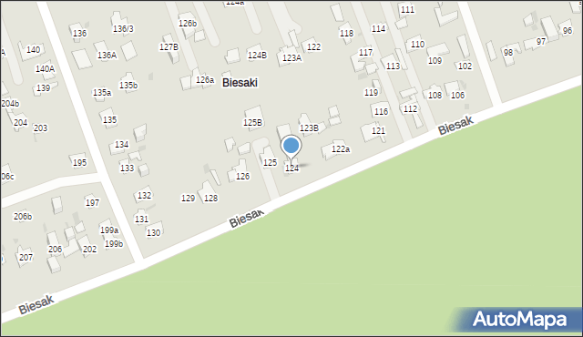 Kielce, Biesak, 124, mapa Kielc