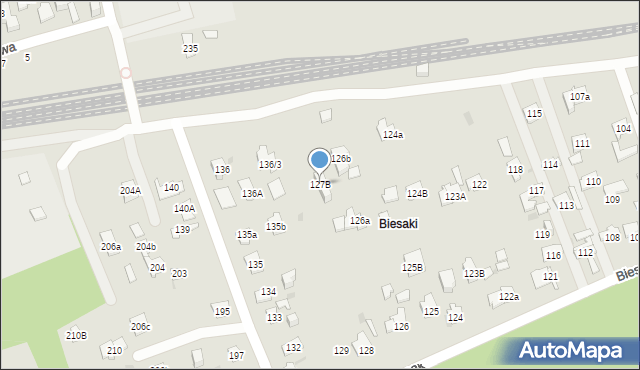 Kielce, Biesak, 127B, mapa Kielc