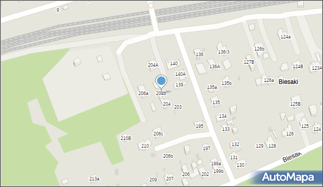 Kielce, Biesak, 204b, mapa Kielc