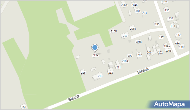 Kielce, Biesak, 213a, mapa Kielc