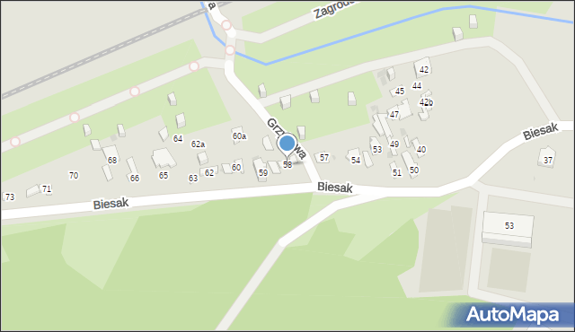 Kielce, Biesak, 58, mapa Kielc