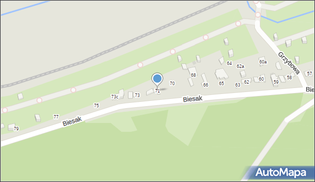 Kielce, Biesak, 71, mapa Kielc