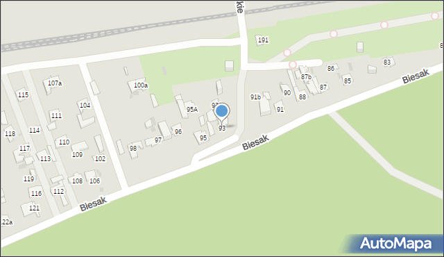 Kielce, Biesak, 93, mapa Kielc
