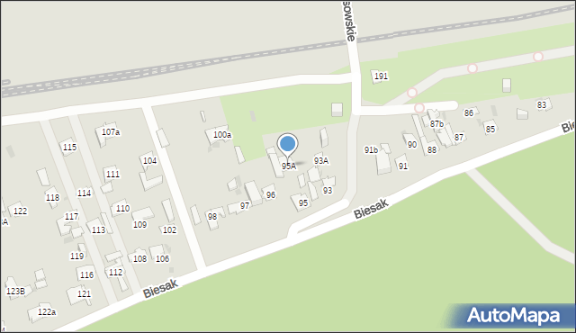 Kielce, Biesak, 95A, mapa Kielc