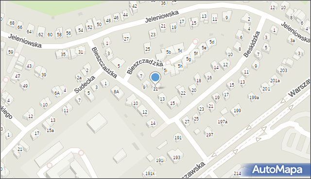 Kielce, Bieszczadzka, 11, mapa Kielc