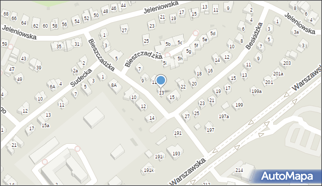 Kielce, Bieszczadzka, 13, mapa Kielc
