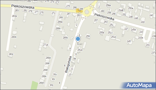 Kielce, Białogońska, 7, mapa Kielc