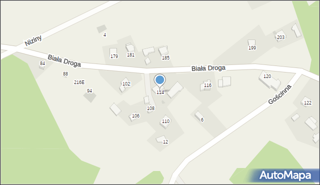 Klecza Dolna, Biała Droga, 114, mapa Klecza Dolna