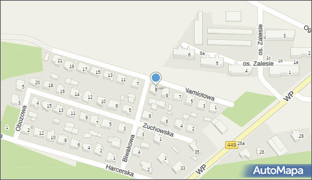 Kobyla Góra, Biwakowa, 8, mapa Kobyla Góra