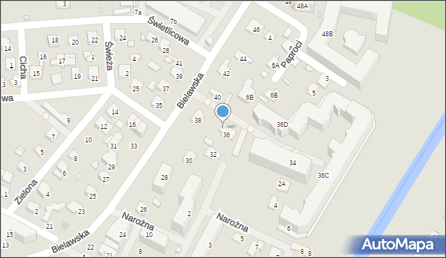 Konstancin-Jeziorna, Bielawska, 36A, mapa Konstancin-Jeziorna