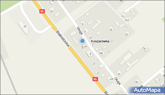 Koszarówka, Białostocka, 21, mapa Koszarówka
