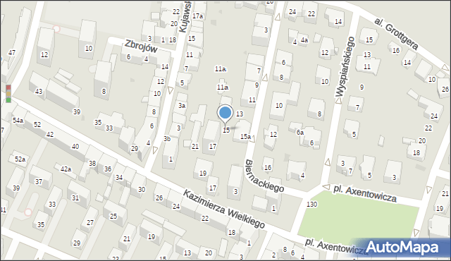 Kraków, Biernackiego Edmunda, 15, mapa Krakowa