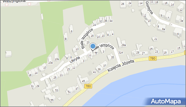 Kraków, Białe Wzgórze, 9, mapa Krakowa