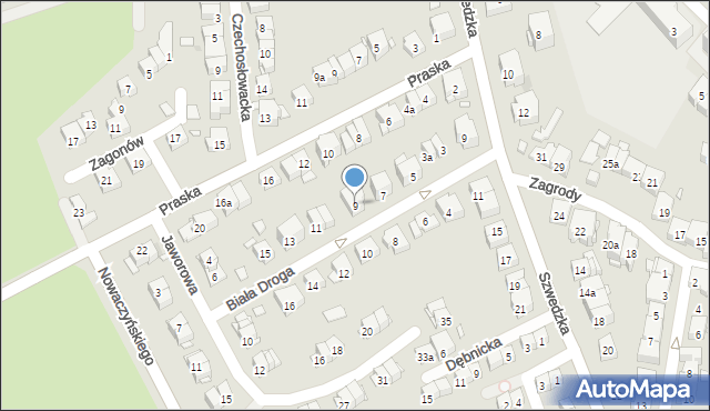 Kraków, Biała Droga, 9, mapa Krakowa