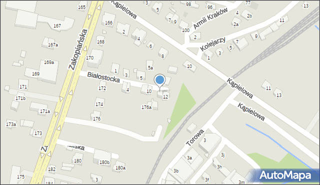 Kraków, Białostocka, 12a, mapa Krakowa