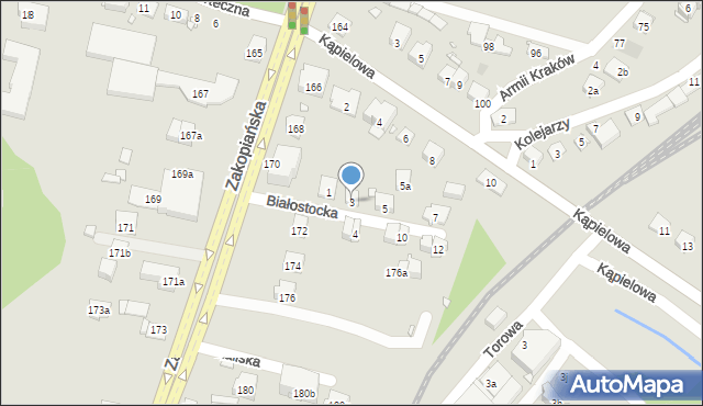 Kraków, Białostocka, 3, mapa Krakowa