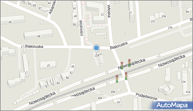 Kraków, Białoruska, 11a, mapa Krakowa