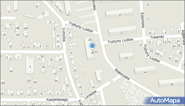 Kraków, Białoruska, 41, mapa Krakowa