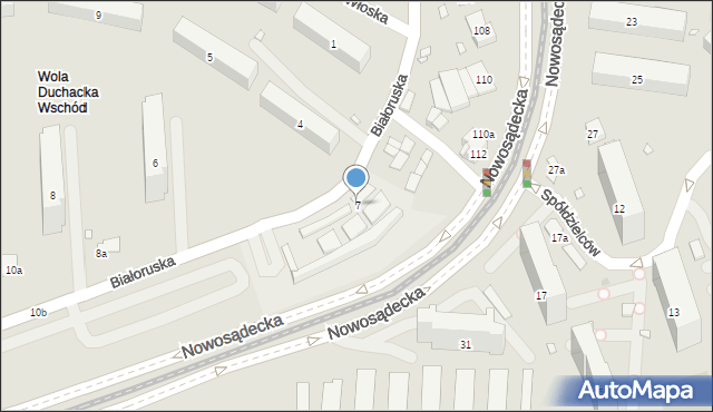 Kraków, Białoruska, 7, mapa Krakowa