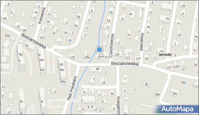 Kraków, Bieżanowska, 107, mapa Krakowa