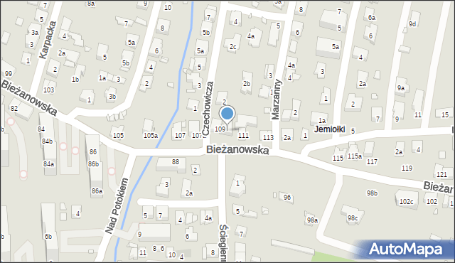 Kraków, Bieżanowska, 109a, mapa Krakowa