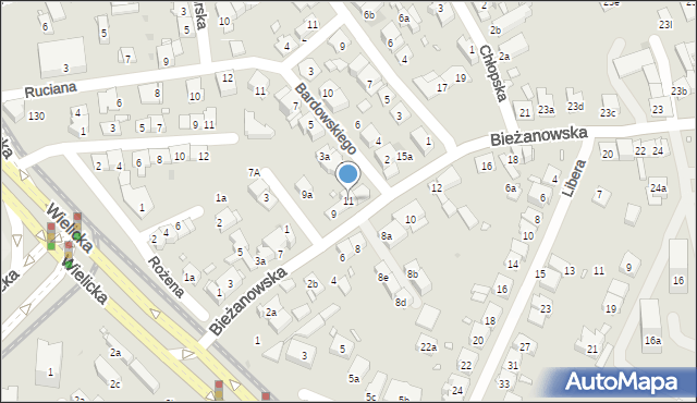 Kraków, Bieżanowska, 11, mapa Krakowa