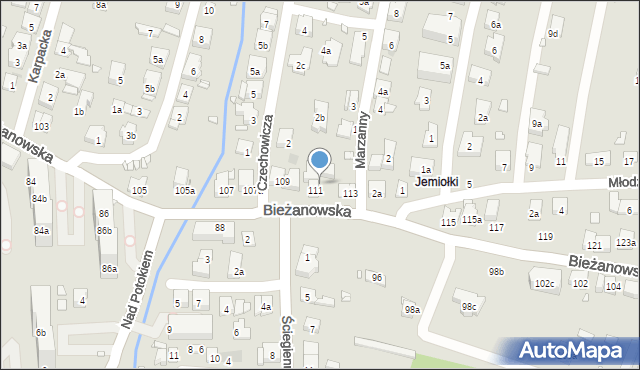 Kraków, Bieżanowska, 111a, mapa Krakowa