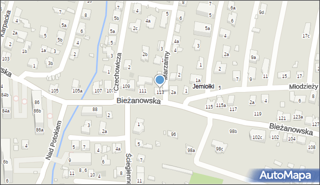 Kraków, Bieżanowska, 113, mapa Krakowa