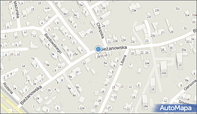 Kraków, Bieżanowska, 16, mapa Krakowa