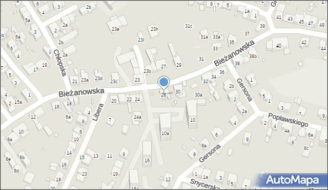 Kraków, Bieżanowska, 28, mapa Krakowa