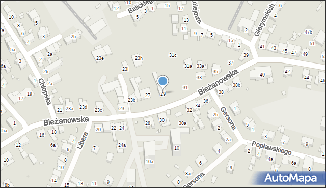 Kraków, Bieżanowska, 29, mapa Krakowa