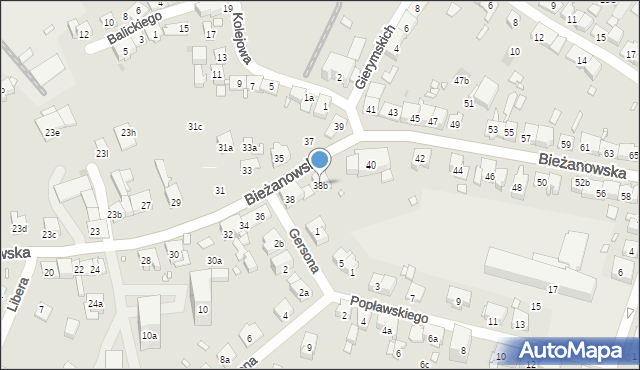 Kraków, Bieżanowska, 38b, mapa Krakowa