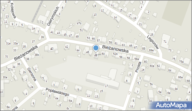 Kraków, Bieżanowska, 48, mapa Krakowa