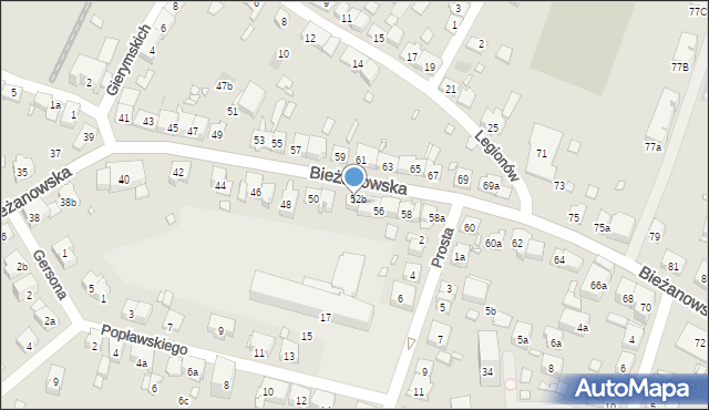 Kraków, Bieżanowska, 54, mapa Krakowa